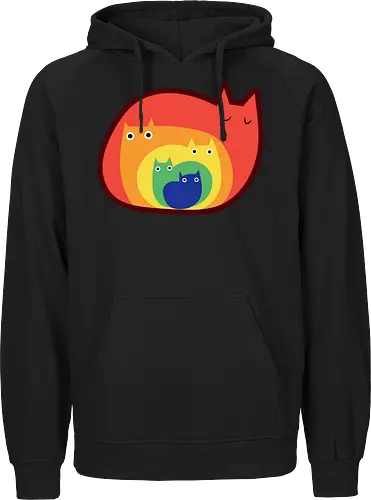 Gatos Arcoíris - Raro, Minimalista, Alegre, Arte, Gato, Animal, Animales, Arcoíris, Rojo, Colorido, Divertido, Gatos, Hogar, Decoración, Fanart, Encantador, Gatos graciosos, Alegre, Entretenido - Fairtrade Hoodie