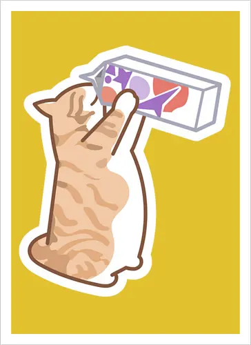 Gato Naranja Bebe Leche