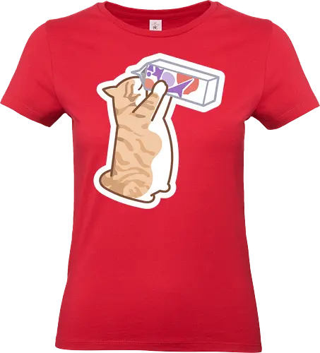 Gato Naranja Bebe Leche - Mascota, Fanart, Alimento, Sediento, Proteína, Gato, Animal, Animales, Gatito, Bebiendo, Beber, Leche, Gatos, Gordo, Naranja, Gato Lindo, Gatos Lindos - Standard T-Shirt (Women)