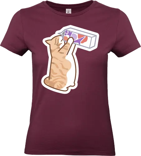 Gato Naranja Bebe Leche - Mascota, Fanart, Alimento, Sediento, Proteína, Gato, Animal, Animales, Gatito, Bebiendo, Beber, Leche, Gatos, Gordo, Naranja, Gato Lindo, Gatos Lindos - Standard T-Shirt (Women)