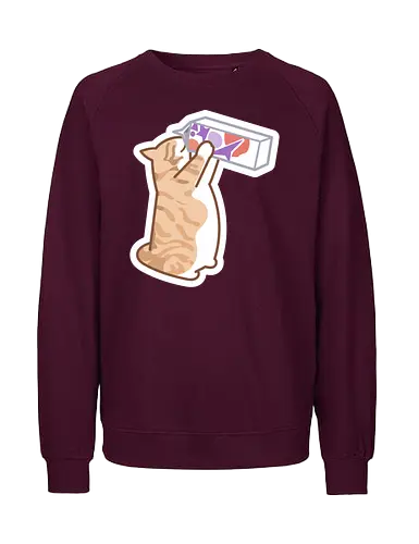 Gato Naranja Bebe Leche - Mascota, Fanart, Alimento, Sediento, Proteína, Gato, Animal, Animales, Gatito, Bebiendo, Beber, Leche, Gatos, Gordo, Naranja, Gato Lindo, Gatos Lindos - Fairtrade Sweatshirt