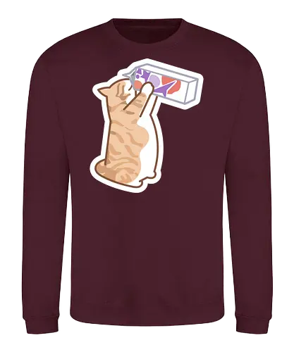 Gato Naranja Bebe Leche - Mascota, Fanart, Alimento, Sediento, Proteína, Gato, Animal, Animales, Gatito, Bebiendo, Beber, Leche, Gatos, Gordo, Naranja, Gato Lindo, Gatos Lindos - Sweatshirt
