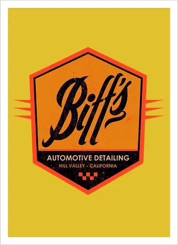 Biff Automotive Detailing - movie, Future, automotive, biff tannen, brute, delorean, doc brown, film, high school, hollywood, hoverboard, marty mcfly, retro, time travel, villain - Artprint
