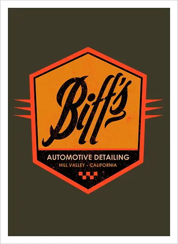 Biff Automotive Detailing - movie, Future, automotive, biff tannen, brute, delorean, doc brown, film, high school, hollywood, hoverboard, marty mcfly, retro, time travel, villain - Artprint