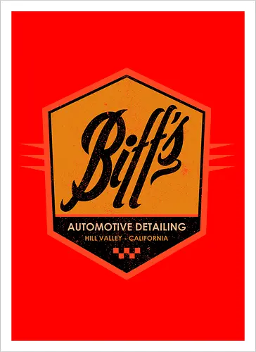 Biff Automotive Detailing - movie, Future, automotive, biff tannen, brute, delorean, doc brown, film, high school, hollywood, hoverboard, marty mcfly, retro, time travel, villain - Artprint