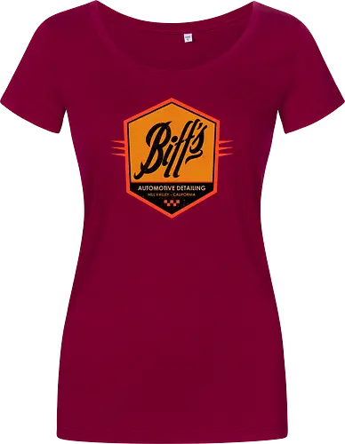 Biff Automotive Detailing - movie, Future, automotive, biff tannen, brute, delorean, doc brown, film, high school, hollywood, hoverboard, marty mcfly, retro, time travel, villain - Women T-Shirt