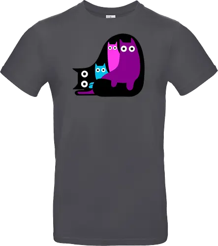 Muchos Gatos Coloridos - Fanart, Tinte, Colorear, Negro, Animal, Animales, Color, Azul, Rosa, Lindo, Morado, Gatos, Colores, Multicolor, Gatos Lindos, Tono, Garaje - Standard T-Shirt