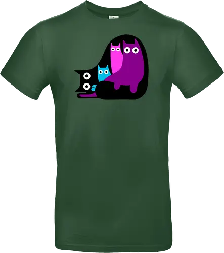Muchos Gatos Coloridos - Fanart, Tinte, Colorear, Negro, Animal, Animales, Color, Azul, Rosa, Lindo, Morado, Gatos, Colores, Multicolor, Gatos Lindos, Tono, Garaje - Standard T-Shirt