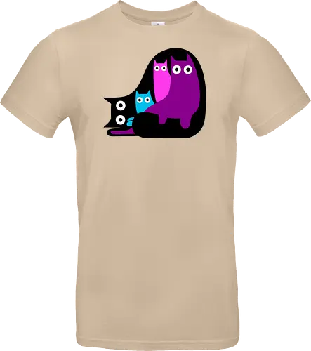 Muchos Gatos Coloridos - Fanart, Tinte, Colorear, Negro, Animal, Animales, Color, Azul, Rosa, Lindo, Morado, Gatos, Colores, Multicolor, Gatos Lindos, Tono, Garaje - Standard T-Shirt