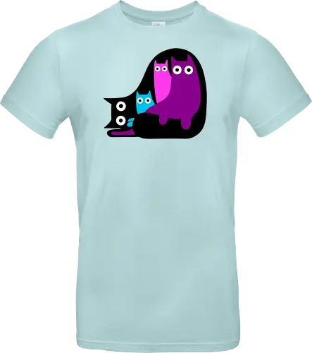 Muchos Gatos Coloridos - Fanart, Tinte, Colorear, Negro, Animal, Animales, Color, Azul, Rosa, Lindo, Morado, Gatos, Colores, Multicolor, Gatos Lindos, Tono, Garaje - Standard T-Shirt