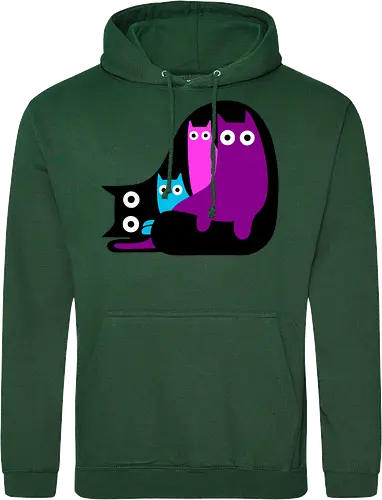 Muchos Gatos Coloridos - Fanart, Tinte, Colorear, Negro, Animal, Animales, Color, Azul, Rosa, Lindo, Morado, Gatos, Colores, Multicolor, Gatos Lindos, Tono, Garaje - Standard Hoodie