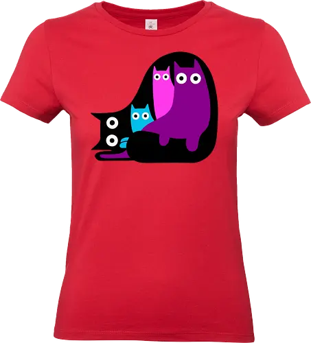 Muchos Gatos Coloridos - Fanart, Tinte, Colorear, Negro, Animal, Animales, Color, Azul, Rosa, Lindo, Morado, Gatos, Colores, Multicolor, Gatos Lindos, Tono, Garaje - Standard T-Shirt (Women)