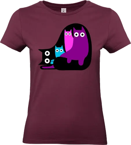 Muchos Gatos Coloridos - Fanart, Tinte, Colorear, Negro, Animal, Animales, Color, Azul, Rosa, Lindo, Morado, Gatos, Colores, Multicolor, Gatos Lindos, Tono, Garaje - Standard T-Shirt (Women)