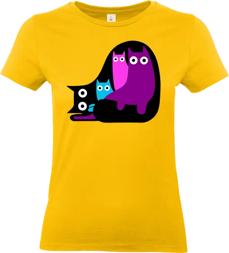 Muchos Gatos Coloridos - Fanart, Tinte, Colorear, Negro, Animal, Animales, Color, Azul, Rosa, Lindo, Morado, Gatos, Colores, Multicolor, Gatos Lindos, Tono, Garaje - Standard T-Shirt (Women)