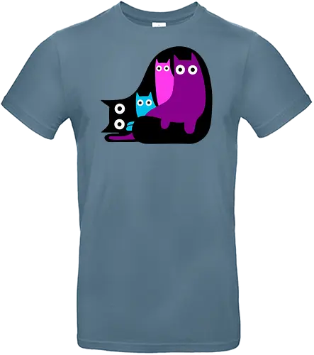 Muchos Gatos Coloridos - Fanart, Tinte, Colorear, Negro, Animal, Animales, Color, Azul, Rosa, Lindo, Morado, Gatos, Colores, Multicolor, Gatos Lindos, Tono, Garaje - Standard T-Shirt