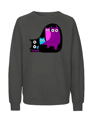 Muchos Gatos Coloridos - Fanart, Tinte, Colorear, Negro, Animal, Animales, Color, Azul, Rosa, Lindo, Morado, Gatos, Colores, Multicolor, Gatos Lindos, Tono, Garaje - Fairtrade Sweatshirt
