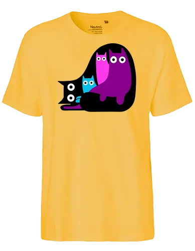 Muchos Gatos Coloridos - Fanart, Tinte, Colorear, Negro, Animal, Animales, Color, Azul, Rosa, Lindo, Morado, Gatos, Colores, Multicolor, Gatos Lindos, Tono, Garaje - Fairtrade T-Shirt