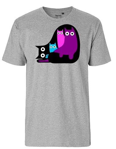 Muchos Gatos Coloridos - Fanart, Tinte, Colorear, Negro, Animal, Animales, Color, Azul, Rosa, Lindo, Morado, Gatos, Colores, Multicolor, Gatos Lindos, Tono, Garaje - Fairtrade T-Shirt