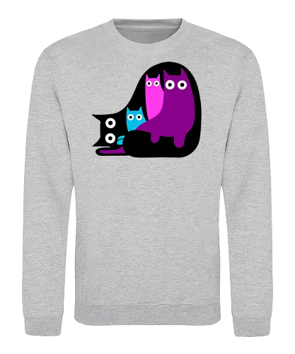 Muchos Gatos Coloridos - Fanart, Tinte, Colorear, Negro, Animal, Animales, Color, Azul, Rosa, Lindo, Morado, Gatos, Colores, Multicolor, Gatos Lindos, Tono, Garaje - Sweatshirt