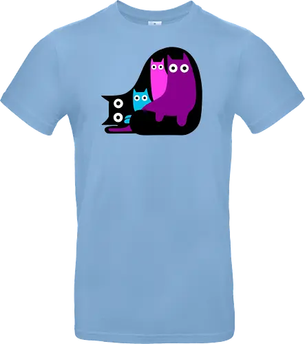 Muchos Gatos Coloridos - Fanart, Tinte, Colorear, Negro, Animal, Animales, Color, Azul, Rosa, Lindo, Morado, Gatos, Colores, Multicolor, Gatos Lindos, Tono, Garaje - Standard T-Shirt