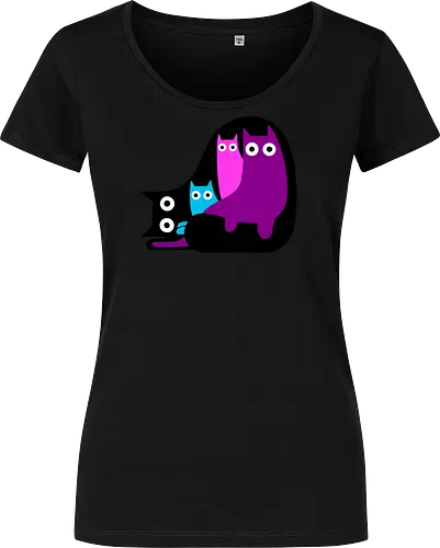 Muchos Gatos Coloridos - Fanart, Tinte, Colorear, Negro, Animal, Animales, Color, Azul, Rosa, Lindo, Morado, Gatos, Colores, Multicolor, Gatos Lindos, Tono, Garaje - Women T-Shirt