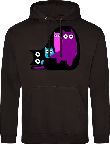 Muchos Gatos Coloridos - Fanart, Tinte, Colorear, Negro, Animal, Animales, Color, Azul, Rosa, Lindo, Morado, Gatos, Colores, Multicolor, Gatos Lindos, Tono, Garaje - Standard Hoodie