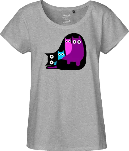 Muchos Gatos Coloridos - Fanart, Tinte, Colorear, Negro, Animal, Animales, Color, Azul, Rosa, Lindo, Morado, Gatos, Colores, Multicolor, Gatos Lindos, Tono, Garaje - Fairtrade Girl Shirt