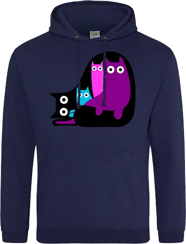 Muchos Gatos Coloridos - Fanart, Tinte, Colorear, Negro, Animal, Animales, Color, Azul, Rosa, Lindo, Morado, Gatos, Colores, Multicolor, Gatos Lindos, Tono, Garaje - Standard Hoodie