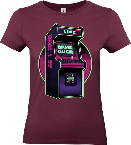 Arcade Life Over  - 90s, 90's, 70s, 70's, Sarcasm, Arcade, Arcade Game, Afterlife, Life, Game Over, Retro, Retro Advertising, Retro Publicity, Retro Vintage, Retrowave, Retro Gamer, Retro Gaming, Vaporwave, Video Games, Video Game, 80s, 80's - Standard T-Shirt (Women)