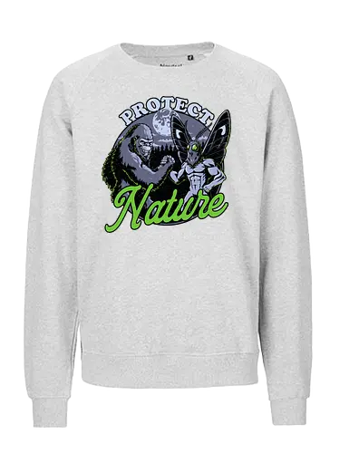 Cryptids Protect Nature - funny, adventure, sasquatch, mothman, cryptids, urban legends, bigfoot, forest, nature, nature calls, monsters, mysteries, mystery, forests - Fairtrade Sweatshirt