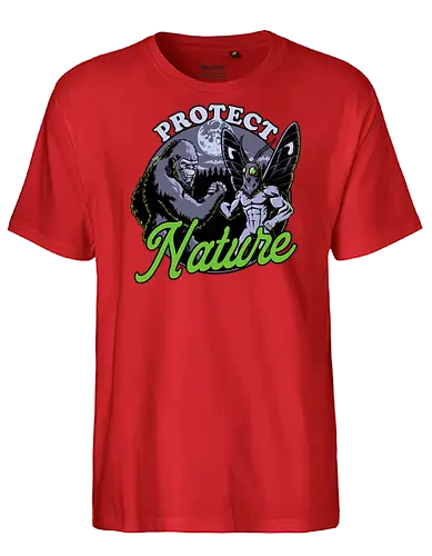 Cryptids Protect Nature - funny, adventure, sasquatch, mothman, cryptids, urban legends, bigfoot, forest, nature, nature calls, monsters, mysteries, mystery, forests - Fairtrade T-Shirt