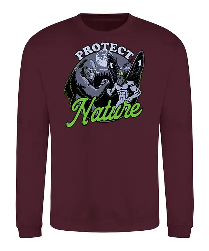 Cryptids Protect Nature - funny, adventure, sasquatch, mothman, cryptids, urban legends, bigfoot, forest, nature, nature calls, monsters, mysteries, mystery, forests - Sweatshirt