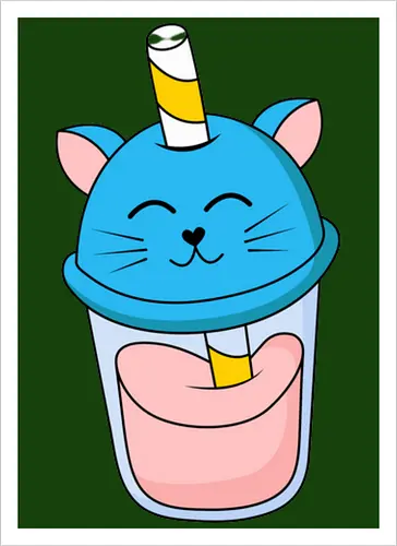 Gato Vaso de Jugo Azul
