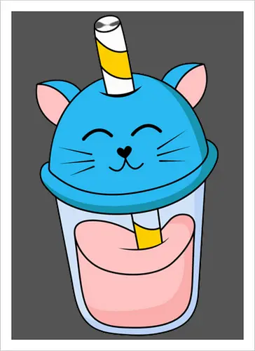 Gato Vaso de Jugo Azul