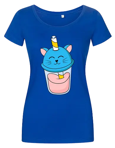 Gato Vaso de Jugo Azul