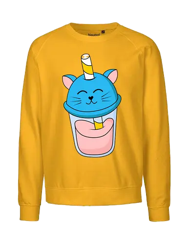 Gato Vaso de Jugo Azul - Gato, Animal, Azul, Gatito, Bebida, Vaso, Jugo, Gatos, Verano, Gato Lindo, Diseño, Fan Art, Delicioso, Frutas, Felino, Jardín, Gato de jugo - Fairtrade Sweatshirt