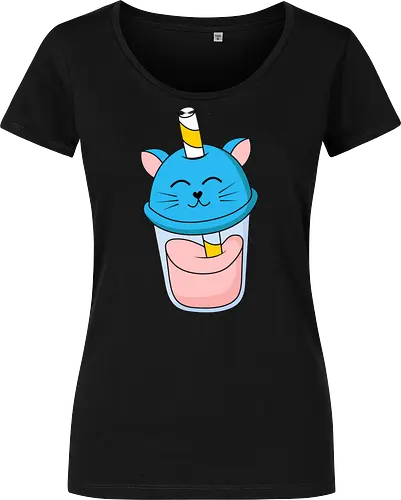 Gato Vaso de Jugo Azul