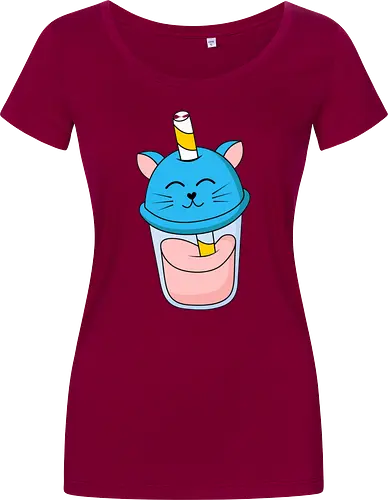 Gato Vaso de Jugo Azul