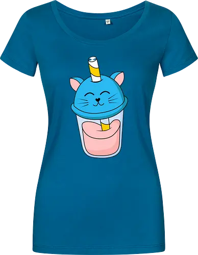 Gato Vaso de Jugo Azul