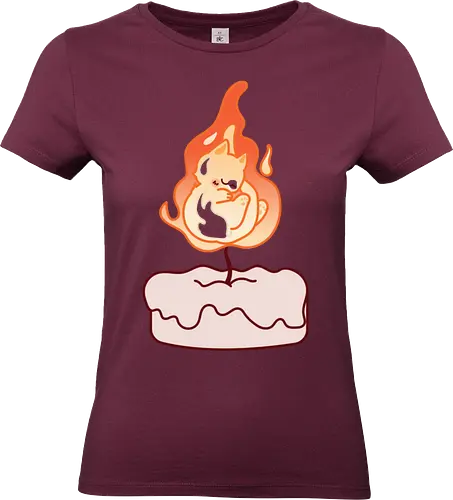 Vela de Gato - Gato, Animal, Luz, Dormir, Lindo, Fuego, Llama, Comodidad, Calentador, Gato Lindo, Gatos Lindos, Vela, Cálido, Acogedor, Calefacción - Standard T-Shirt (Women)