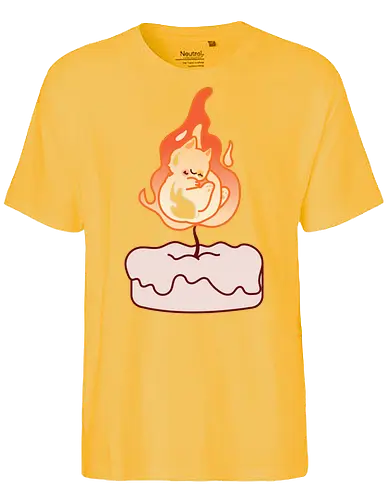 Vela de Gato - Gato, Animal, Luz, Dormir, Lindo, Fuego, Llama, Comodidad, Calentador, Gato Lindo, Gatos Lindos, Vela, Cálido, Acogedor, Calefacción - Fairtrade T-Shirt