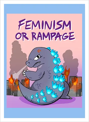Feminism or Rampage - Feminismus, Comic, Kaiju - Artprint