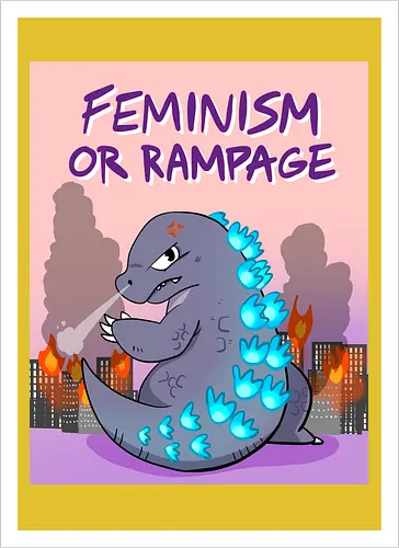 Feminism or Rampage - Feminismus, Comic, Kaiju - Artprint