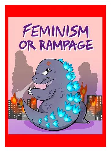 Feminism or Rampage - Feminismus, Comic, Kaiju - Artprint