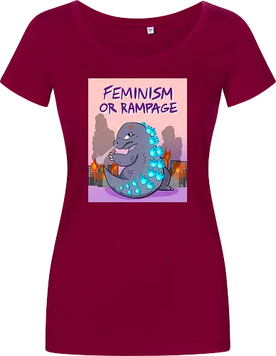 Feminism or Rampage - Feminismus, Comic, Kaiju - Women T-Shirt
