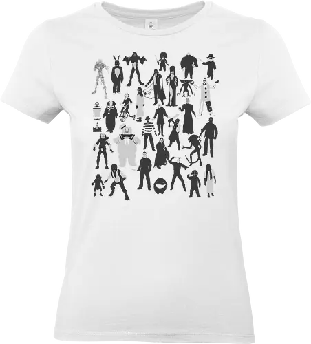 Horror-Ikonen - Horror-Film-Charaktere - horror t-shirt, horrorfilme, terror ikonen, horror kleidung, slasher filme, horrorfilm, horror kollektion, kino schurken, teetan, horror kino, horror charaktere, halloween shirt, klassischer horror, kino monster, silhouette kunst - Standard T-Shirt (Women)