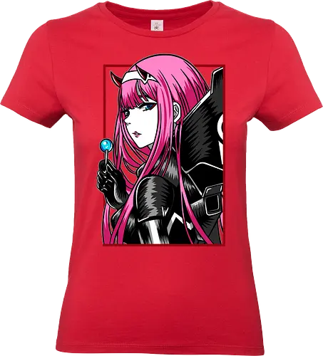 Zero Two – The Red Horned Pilot - Darling, zero two, anime girl, pink hair anime, mecha pilot, sci fi anime, manga anime, japanese anime, anime art - Standard T-Shirt (Women)