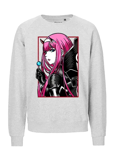 Zero Two – The Red Horned Pilot - Darling, zero two, anime girl, pink hair anime, mecha pilot, sci fi anime, manga anime, japanese anime, anime art - Fairtrade Sweatshirt