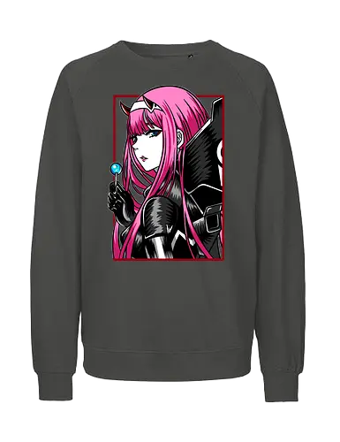 Zero Two – The Red Horned Pilot - Darling, zero two, anime girl, pink hair anime, mecha pilot, sci fi anime, manga anime, japanese anime, anime art - Fairtrade Sweatshirt
