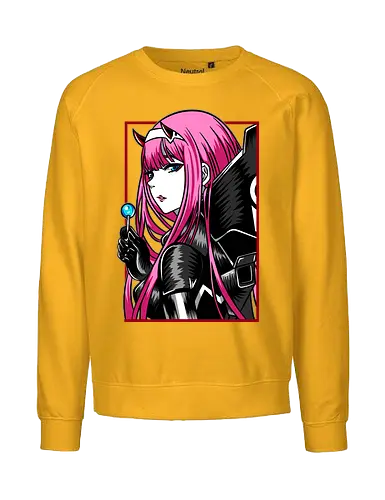 Zero Two – The Red Horned Pilot - Darling, zero two, anime girl, pink hair anime, mecha pilot, sci fi anime, manga anime, japanese anime, anime art - Fairtrade Sweatshirt